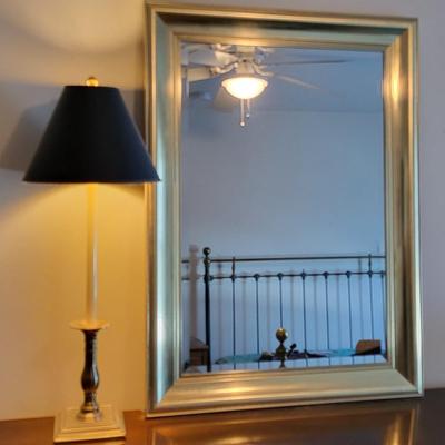LOT 21M Gold Framed Mirror with Lamp