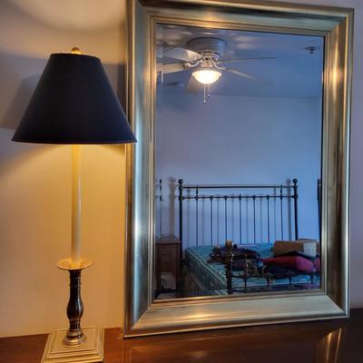 LOT 21M Gold Framed Mirror with Lamp