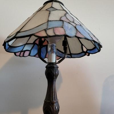 LOT 22M Stained Glass Lamp, Vase, Oil Lamp, & Smalls