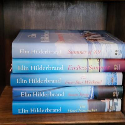 LOT 23M Bookshelf With Books, Pig, & Wooden Shoes