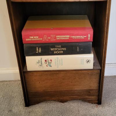 LOT 23M Bookshelf With Books, Pig, & Wooden Shoes
