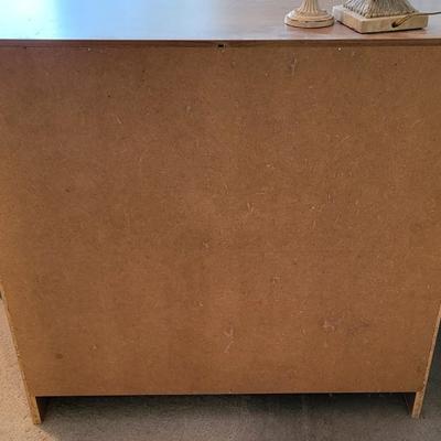 LOT 28M: Dresser w Secret Drawer & Shabby Chic Lamp & Photo Holder