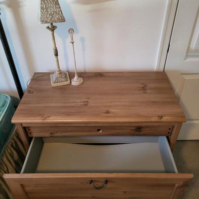 LOT 28M: Dresser w Secret Drawer & Shabby Chic Lamp & Photo Holder