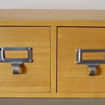 LOT 105M Adjustable Rod, Metal Desk Lamp, 2 Drawer Card Catalog