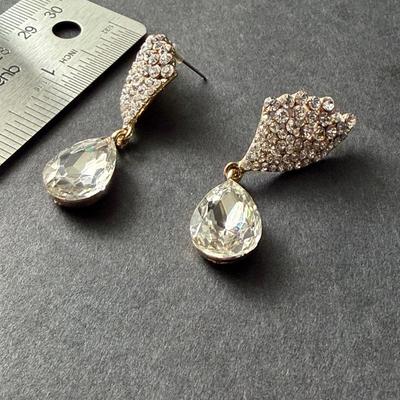 Beautiful silver tone rhinestone dangle earrings