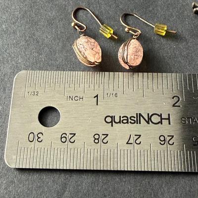 Owl and light pink dangle earrings set