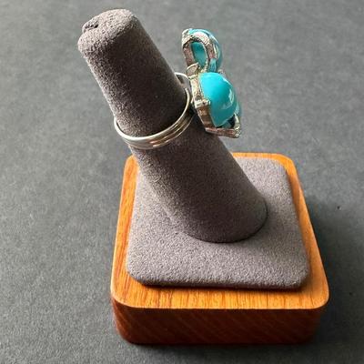 Light blue beaded fashion ring