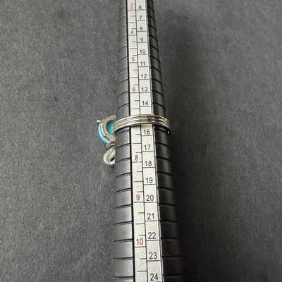 Light blue beaded fashion ring