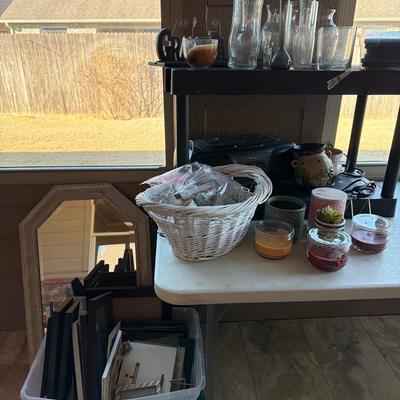 Sale Photo Thumbnail #168: Candles, CD player, vases, Frames, Mirror