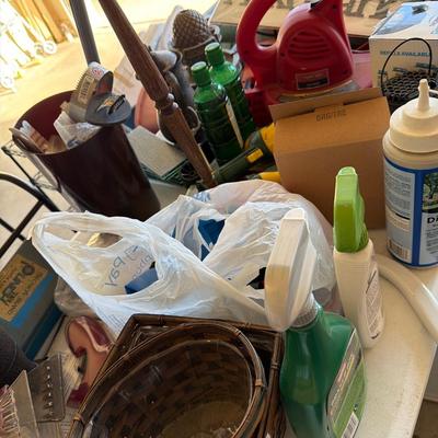 Sale Photo Thumbnail #182: Garage Misc, Dig gates, Totes, extension cords, paint supplies, Tools, gloves,