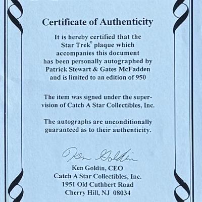 Vintage Star Trek The Next Generation Signed Photo Plaque