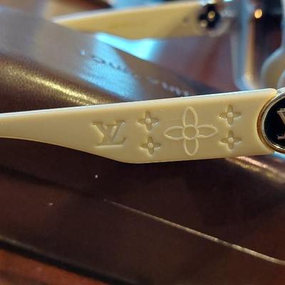 Louis Vuitton oversized square sunglasses with gold-tone LV hardware