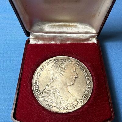 AUSTRIA 1780 (RESTRIKE) MARIA TERESA THALER LARGE SILVER CROWN/COIN AS PICTURED.