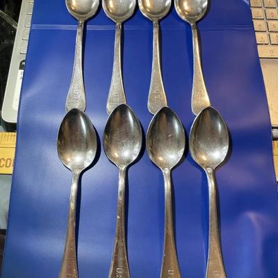 (Set of 8) United States Navy WWII Reed & Barton A+ Silver Plated Tablespoons Engraved USN as Pictured.