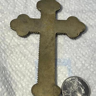 Antique Victorian Era Micro-Mosaic CROSS/CRUCIFIX Made in Italy in Good Preowned Condition.