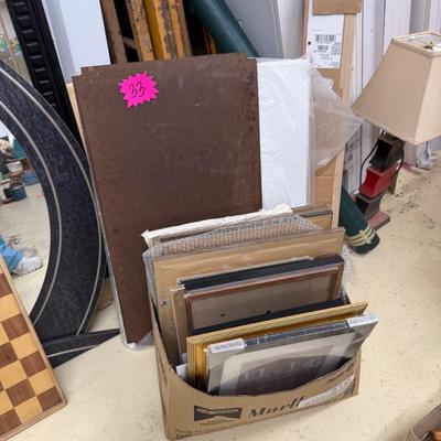 Sale Photo Thumbnail #191: Mostly empty frames, some prints including Terry Redlin, large foam pieces in back