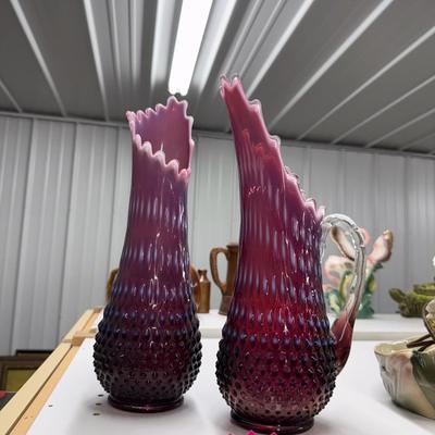 Sale Photo Thumbnail #231: Fenton plum pitchers, see photos - no stickers
