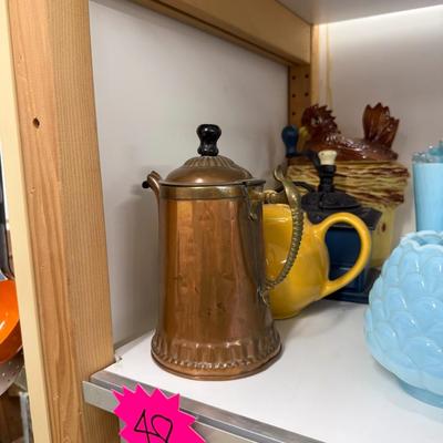 Sale Photo Thumbnail #239: Cookie jar, pitcher, coffee grinder, etc.