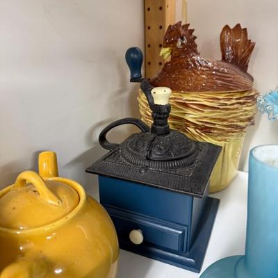 Sale Photo Thumbnail #242: Cookie jar, pitcher, coffee grinder, etc.