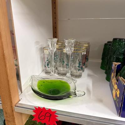 Sale Photo Thumbnail #343: Christmas glasses, candle holders, dish