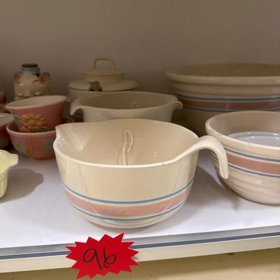 Sale Photo Thumbnail #461: 5 McCoy pink and blue bowls, plus the two bowls inside