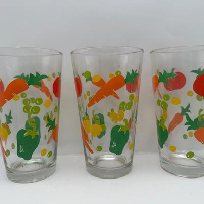 Vintage Libbey Vegetable Print Glass Tumblers – Set of 6