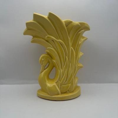 Vintage McCoy Yellow Swan Vase - Mid Century Pottery, USA