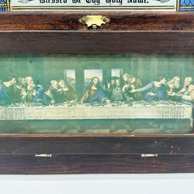 Vintage Catholic Devotional Wall Shrine – Pietà & Last Supper Shadow Box