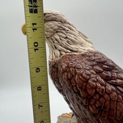 Ceramic Bald Eagle Figurine on Pedestal Base