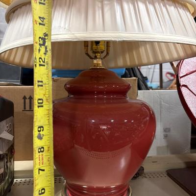 Burgundy lamp with three shades