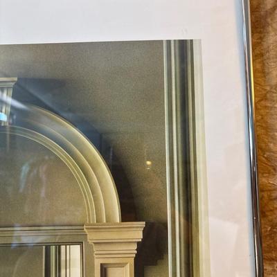 Sale Photo Thumbnail #251: Titled Ben Johnson paintings Queens house, Greenwich, architect: Ingo Jones poster. Frame measures 28” x 39.5”.