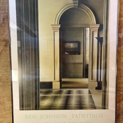 Sale Photo Thumbnail #248: Titled Ben Johnson paintings Queens house, Greenwich, architect: Ingo Jones poster. Frame measures 28” x 39.5”.
