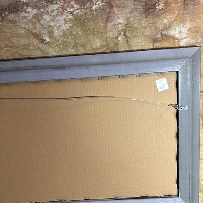 Sale Photo Thumbnail #278: Beautiful rectangle frame measuring 42.5“ x 19“. Art displays floral and fruit. with dark background and light features.