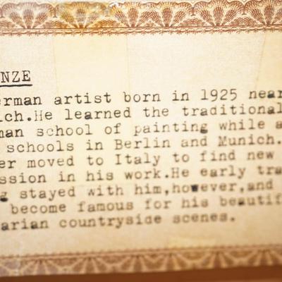 Sale Photo Thumbnail #268: oil on canvas of a woodland scene. 
Signed Henze which could be Ingfried Henze 1925-2013
  few alias names in his career.  The signature does read W. Henze but the works match online search of Ingfried Henze
This painting most likely of a Bavarian forest 