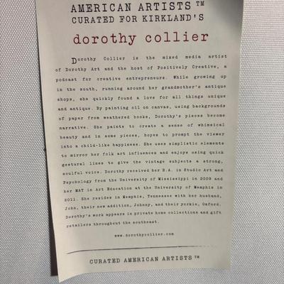 Sale Photo Thumbnail #294: Dorothy Collier inspired art on canvas, depicting, angel, wings, and sheet music.  This piece measures square at 18 inches