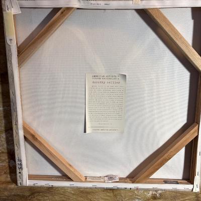 Sale Photo Thumbnail #295: Dorothy Collier inspired art on canvas, depicting, angel, wings, and sheet music.  This piece measures square at 18 inches