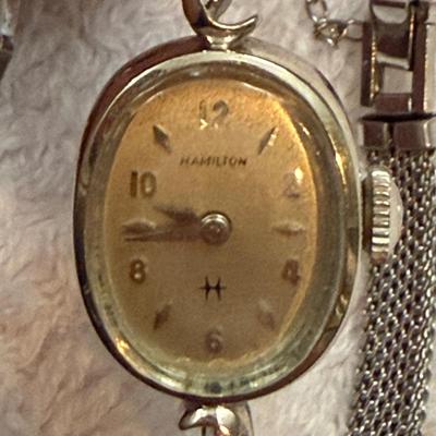 14k White Gold Vintage Ladies Hamilton Watch