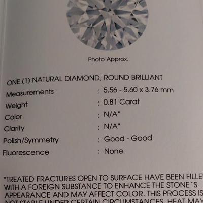 IGI CERTIFIED NATURAL DIAMOND 0.81CT