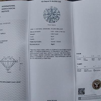 IGI CERTIFIED NATURAL DIAMOND 0.50 CT