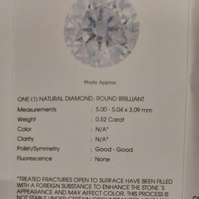 IGI CERTIFIED NATURAL DIAMOND 0.52 CT