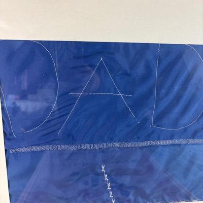 Sale Photo Thumbnail #321: Framed dad on fabric possibly looks like pillowcase, 22.5 x 18.5. Indian proverb measures 17 x 21