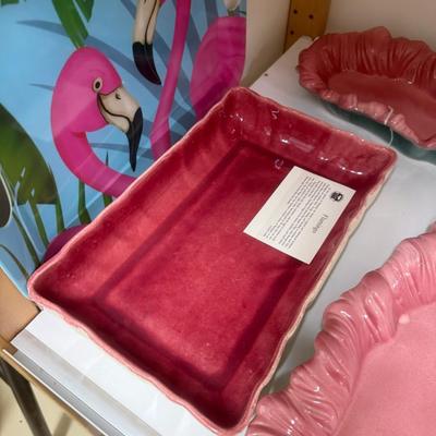 Sale Photo Thumbnail #685: Trays/dishes, flamingo planter, plastic tray
