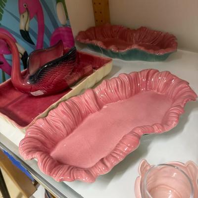 Sale Photo Thumbnail #681: Trays/dishes, flamingo planter, plastic tray