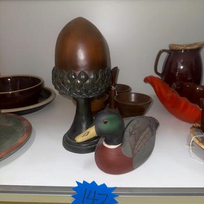 Sale Photo Thumbnail #693: Mallard, acorn statue, divided holder, etc.