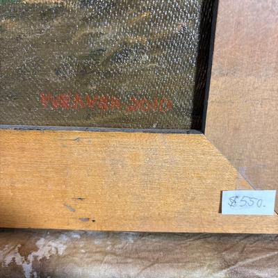 Sale Photo Thumbnail #404: Oil on masonite by Mary Weaver number 49 dated December 2010. Frame measures 28” x 20 1/2”.