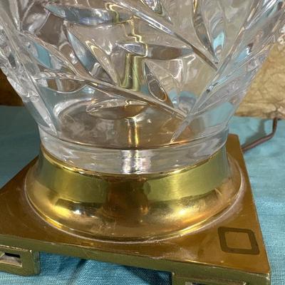 Sale Photo Thumbnail #426: Beautiful cut glass base on this 31 inch high lamp. Heavy brass base.