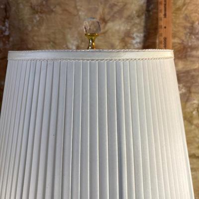 Sale Photo Thumbnail #425: Beautiful cut glass base on this 31 inch high lamp. Heavy brass base.