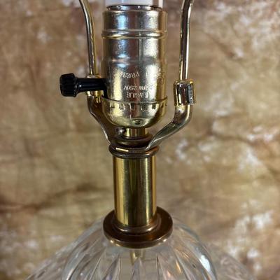 Sale Photo Thumbnail #428: Beautiful cut glass base on this 31 inch high lamp. Heavy brass base.