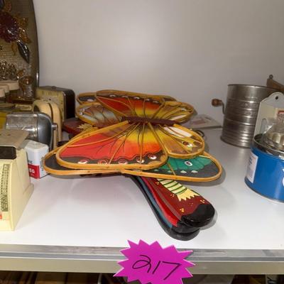 Sale Photo Thumbnail #1025: Fabric butterflies, hangers, linens