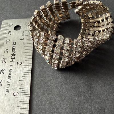 vintage silver-tone rhinestone bracelet with a snap closure